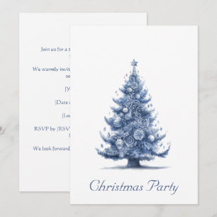 Invitation Sapin de Noël en bleu de Delft personnalisable
