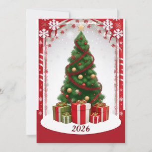 Invitation Sapin de Noël festif avec ornements