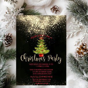 Invitation Sapin de Noël, Fête de Noël de la société Confetti