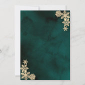 Invitation Sapin de Noël, Flocons de neige dorés Fête de Noël (Dos)