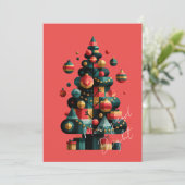 Invitation Sapin de Noël géométrique (Debout devant)
