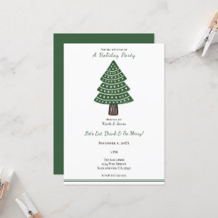 Invitation Sapin de Noël Minimaliste Timbre Simple Vert Fêtes