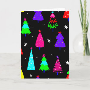 Invitation sapin de noël noir pop art coloré