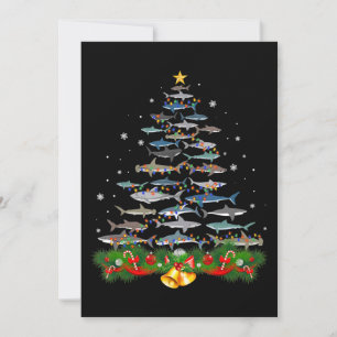 Invitation Sapin de Noël Requin Cadeaux pour les Amoureux des