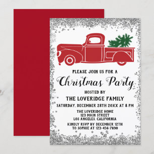 Invitation Sapin de Noël rouge Santa Fête de Noël Party Argen