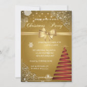 Invitation Sapin de Noël, Ruban Doré, Fête de Noël d'Entrepri (Devant)