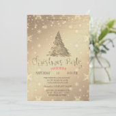 Invitation Sapin doré, Fête de Noël dorée (Debout devant)