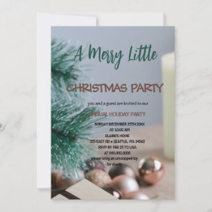 Invitation sapin et ornements fête de Noël joyeuse 