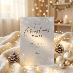 Invitation sapin flocon de neige moderne bleu marine Noël fêt