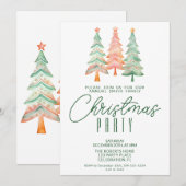 Invitation Sapins de Noël Fête verte (Devant / Derrière)