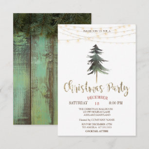 Invitation Sapins de Noël, Lumières Fête de Noël en Bois