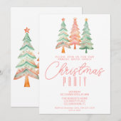 Invitation Sapins de Noël Rouge Fête (Devant / Derrière)