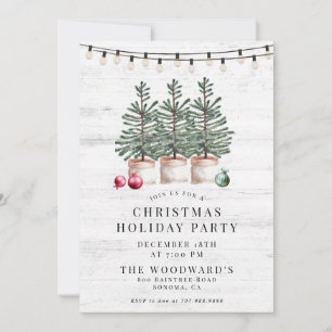 Invitation Sapins de Noël rustiques modernes avec guirlandes