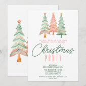 Invitation Sapins de Noël Verts et Rouges Fête (Devant / Derrière)