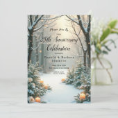 Invitation Sapins enneigés éclairés par des bougies (Debout devant)