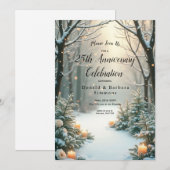 Invitation Sapins enneigés éclairés par des bougies (Devant / Derrière)