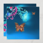 Invitation SAPPHIR PAPILLON , bleu rose vif violet rouge pour (Devant / Derrière)