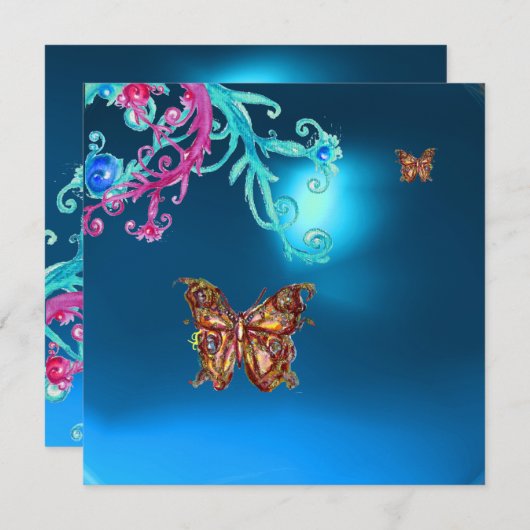 Invitation SAPPHIR PAPILLON , bleu rose vif violet rouge pour (Devant / Derrière)