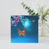 Invitation SAPPHIR PAPILLON , bleu rose vif violet rouge pour (Debout devant)