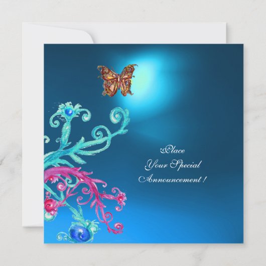 Invitation SAPPHIR PAPILLON , bleu rose vif violet rouge pour (Dos)
