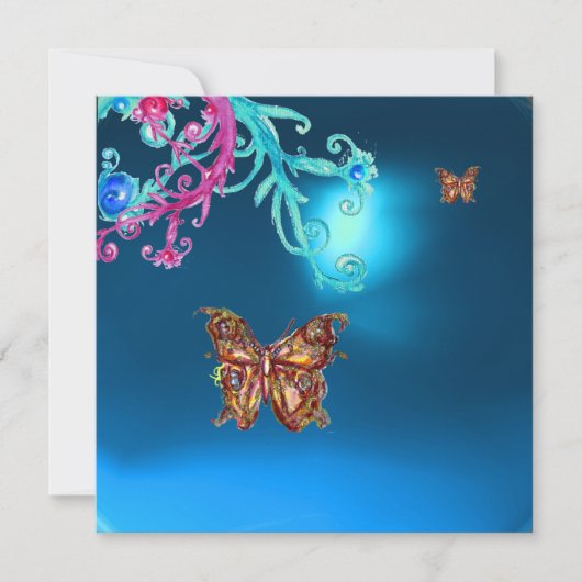 Invitation SAPPHIR PAPILLON , bleu rose vif violet rouge pour (Devant)