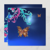 Invitation SAPPHIR PAPILLON , bleu rose vif violet rouge pour (Devant / Derrière)