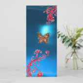 Invitation SAPPHIR PAPILLON, bleu  rouge vif rose violet (Debout devant)