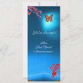 Invitation SAPPHIR PAPILLON, bleu  rouge vif rose violet (Dos)