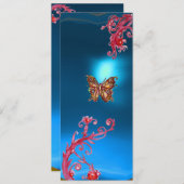 Invitation SAPPHIR PAPILLON, bleu  rouge vif rose violet (Devant / Derrière)