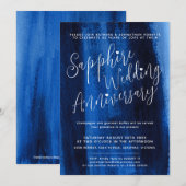 Invitation Sapphire bleu abstrait 45e anniversaire mariage (Devant / Derrière)