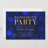 Invitation Sapphire Blue Bokeh Lights Bachelorette Party (Devant)