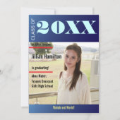Invitation Sapphire Blue Graduation Magazine Couverture Invit (Devant)