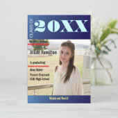 Invitation Sapphire Blue Graduation Magazine Couverture Invit (Debout devant)