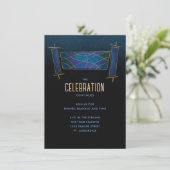 Invitation Sapphire Blue Mosaic Torah Scroll Party Boîtier (Debout devant)