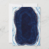 Invitation Sapphire Blue Rose Gold Geode Agate Marbre Mariage (Dos)