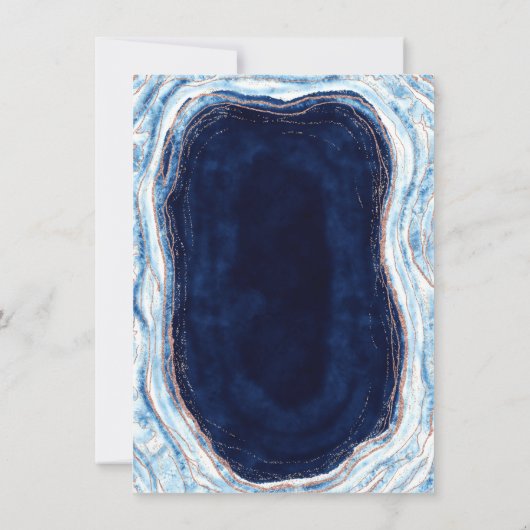 Invitation Sapphire Blue Rose Gold Geode Bridal Brunch douche (Dos)