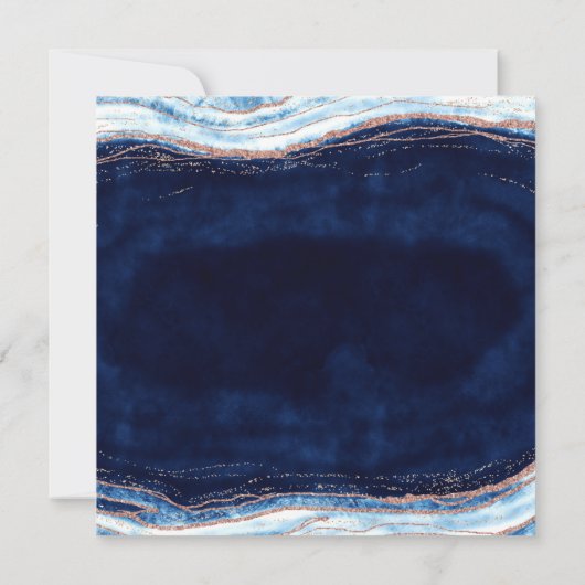 Invitation Sapphire Blue Rose Gold Geode Engagement (Dos)