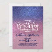 Invitation Sapphire Blue Rose Triple Parties scintillant Ombr (Devant)