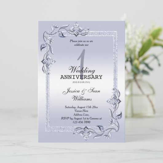 Invitation Sapphire Gem & Parties scintillant & 1er Mariage (Debout devant)
