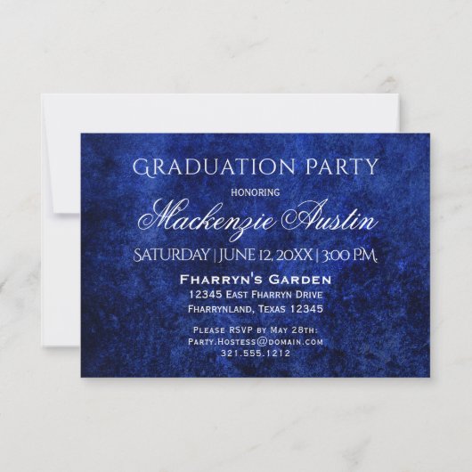 Invitation Sapphire Grad | Blue Royal Cobalt Azure Année (Dos)