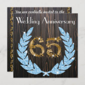 Invitation Sapphire Laurel Gold 65e anniversaire Mariage (Devant / Derrière)