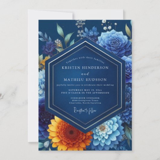 Invitation Sapphire Luminous Flora Wedding (Devant)