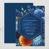 Invitation Sapphire Luminous Flora Wedding (Devant / Derrière)