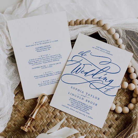 Invitation Sapphire romantique bleu tout en un Mariage