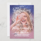 Invitation Sapphire rose Triple Parties scintillant Photo Gra (Devant)