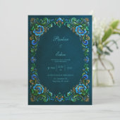 Invitation Sapphire Teal Floral Wedding (Debout devant)