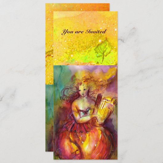 Invitation SAPPHO ,DANSE ,MUSIQUE ET POÉSIE, Paillettes dorée (Devant / Derrière)