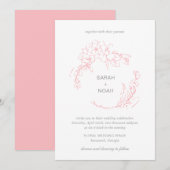 Invitation Sarah Pink Floral Wreath Mariage moderne (Devant / Derrière)