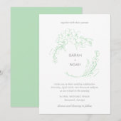 Invitation Sarah Sage Green Floral Wreath Moderne Mariage (Devant / Derrière)