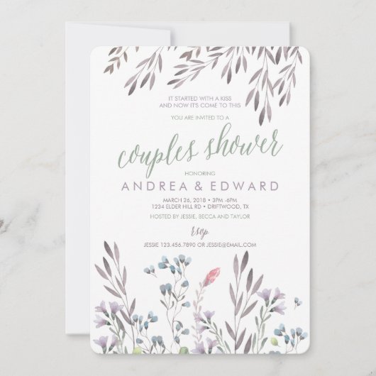 Invitation Sarah - Un Mariage Fleur sauvage Couples Douche (Devant)